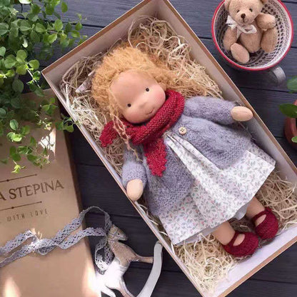 Handmade Curly Girl Plush Doll – 30cm Velvet Stuffed Toy with Clothes