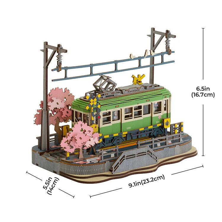 Rolife Sakura Journey Tram 3D Wooden Puzzle – DIY Model for Teens & Collectors
