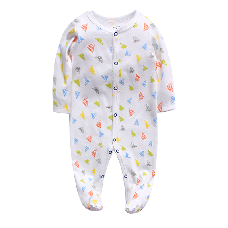 Baby Footed Pajama Romper – Soft Cotton Long-Sleeve Sleeper with Snap Front for Newborns & Infants (3–12 Months)