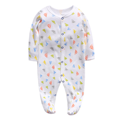 Baby Footed Pajama Romper – Soft Cotton Long-Sleeve Sleeper with Snap Front for Newborns & Infants (3–12 Months)