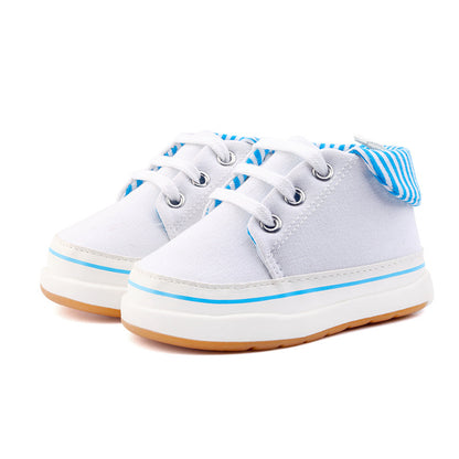 High-Top Canvas Sneakers for Baby & Toddler – Lace-Up Soft Sole First Walker Shoes