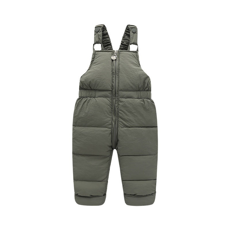Kids Puffer Bib Overalls  – Zip Front, Solid Color