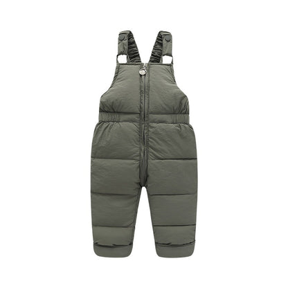 Kids Puffer Bib Overalls  – Zip Front, Solid Color