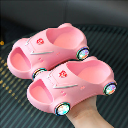 Light-Up Race Car Slide Sandals for Kids – Soft Sole Non-Slip Summer Slippers for Toddlers & Big Kids