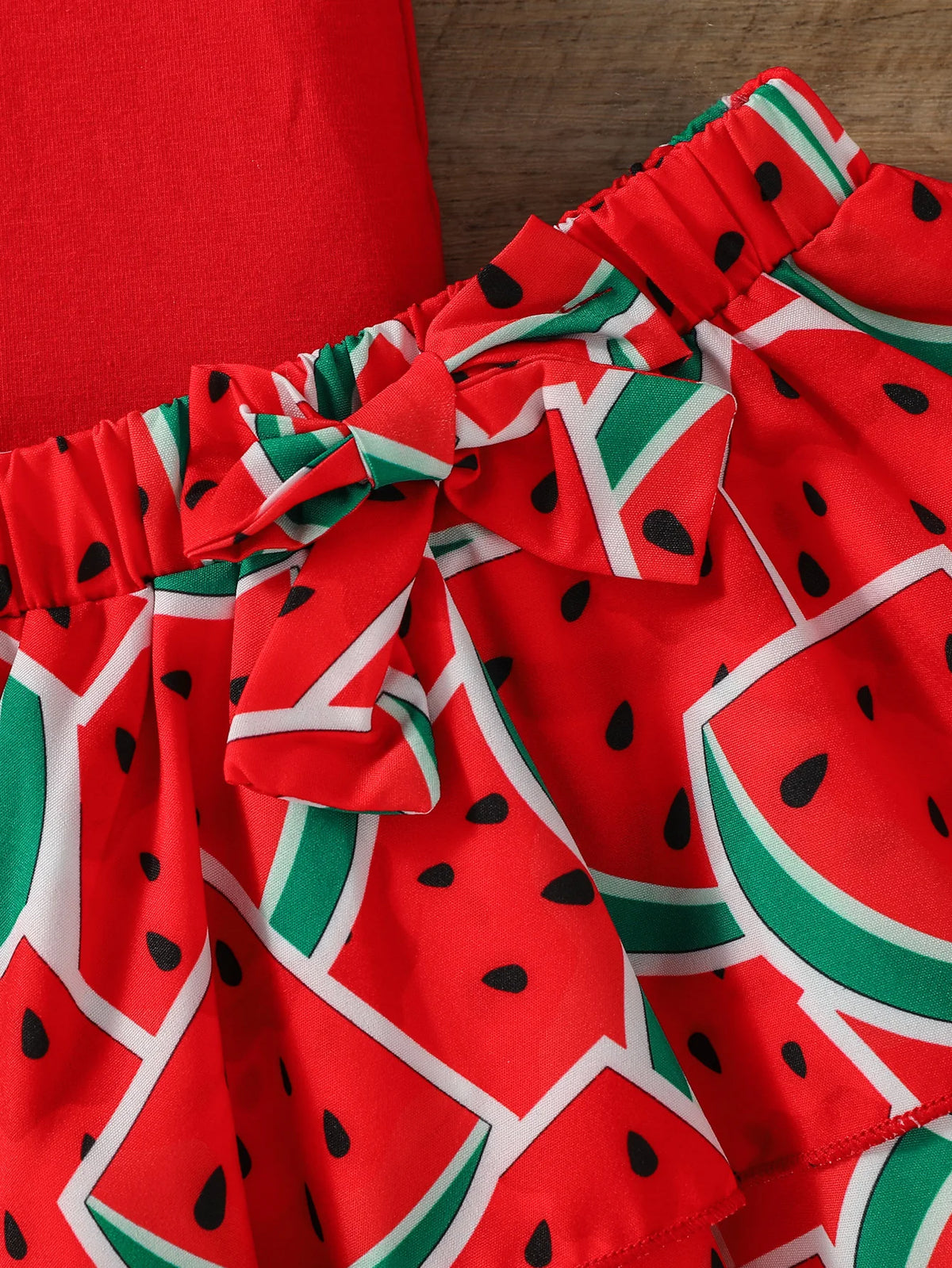 Watermelon Ruffle Bodysuit, Skirt & Bow Headband Set