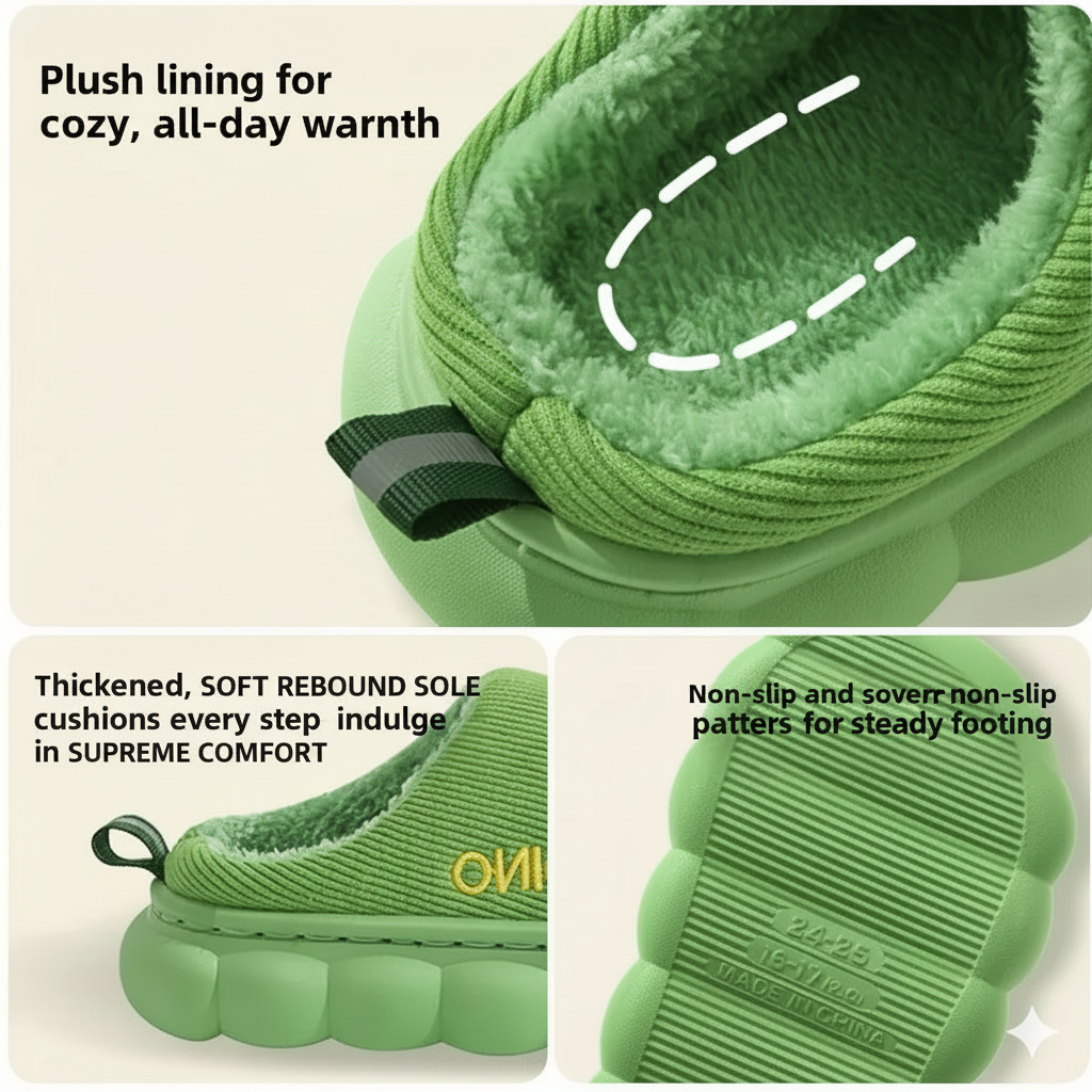 Plush Cartoon Indoor Slippers for Kids – Warm, Non-Slip House Shoes for Toddlers & Little Kids