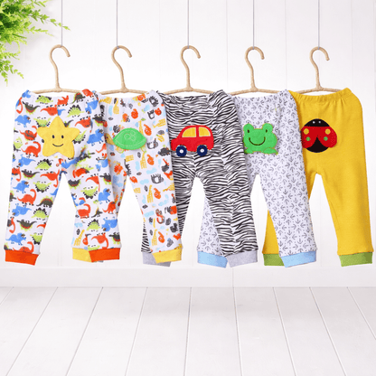 Baby Cartoon Cotton Leggings (5-Pack) | Soft, Stretchy, & Breathable