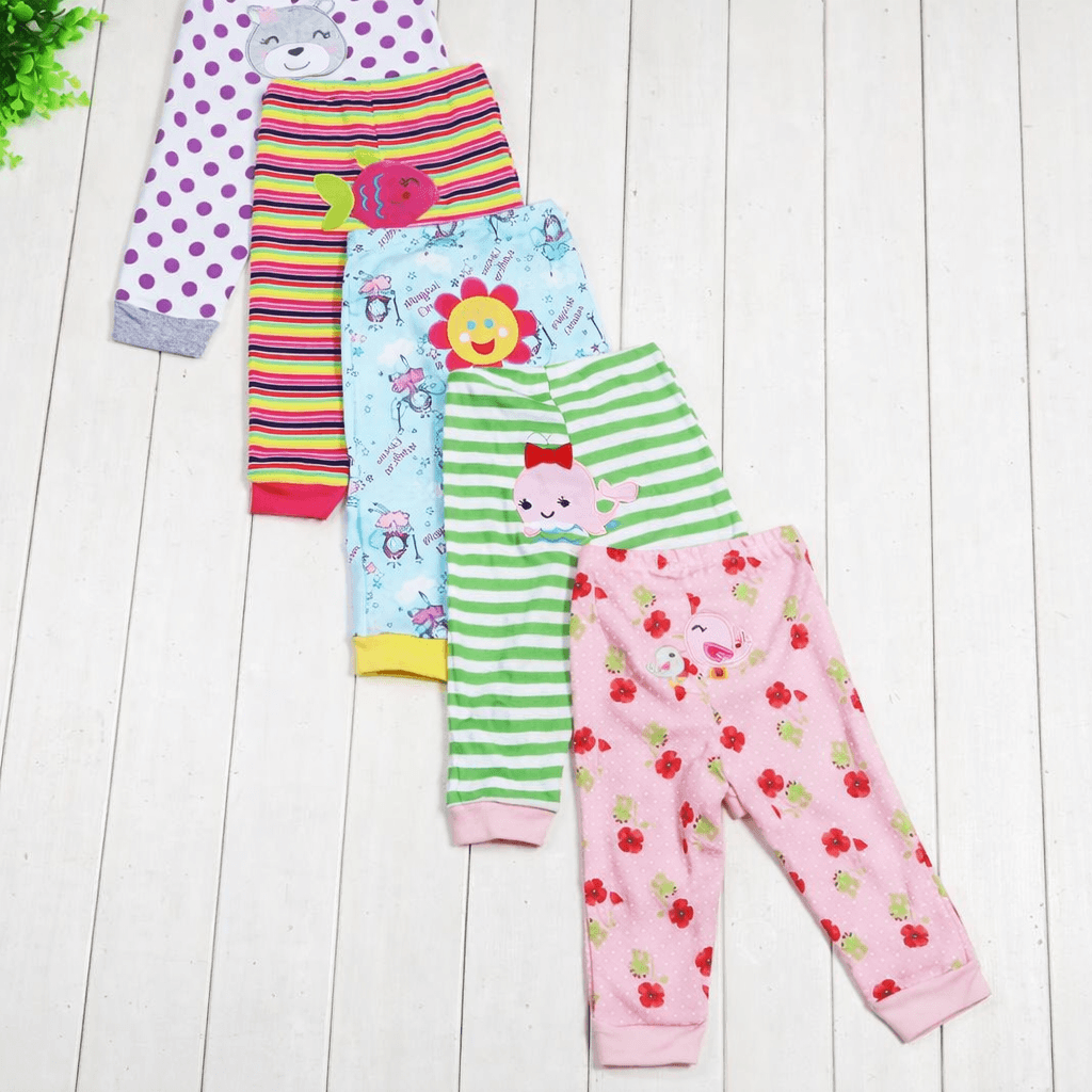 Baby Cartoon Cotton Leggings (5-Pack) | Soft, Stretchy, & Breathable