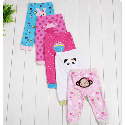 Baby Cartoon Cotton Leggings (5-Pack) | Soft, Stretchy, & Breathable