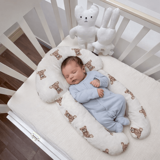 Baby Head-Shaping Comfort Pillow – Soft Cotton Newborn Positioner with Wrap-Around Support (0–12 Months)
