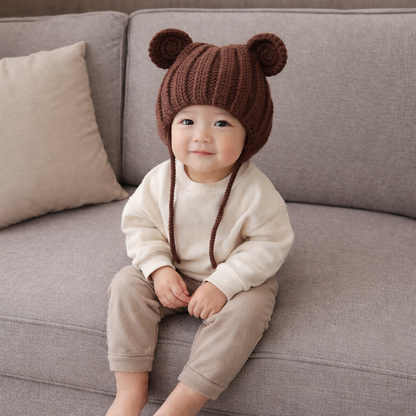Baby & Toddler Knit Bear Ear Hat with Ear Flaps