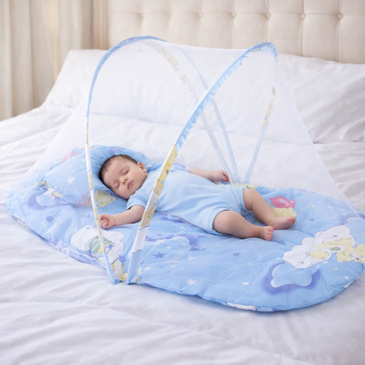 Foldable Baby Mosquito Net Bed – Portable Infant Sleep Tent with Soft Cushion