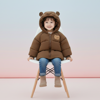Baby & Toddler Winter “Bread Coat” – Warm Cotton-Padded Jacket with Bear-Ear Hood
