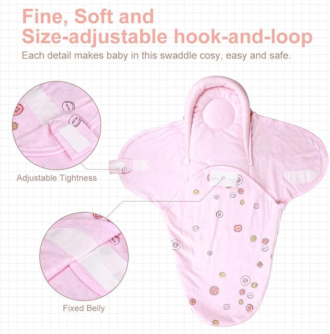 Baby Sleeping Bag Swaddle – Soft Cotton Wrap with Head Support for Newborns