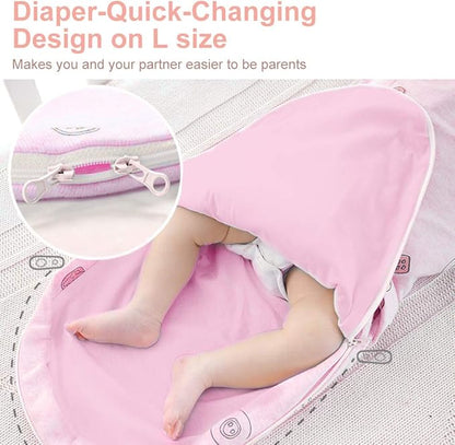 Baby Sleeping Bag Swaddle – Soft Cotton Wrap with Head Support for Newborns