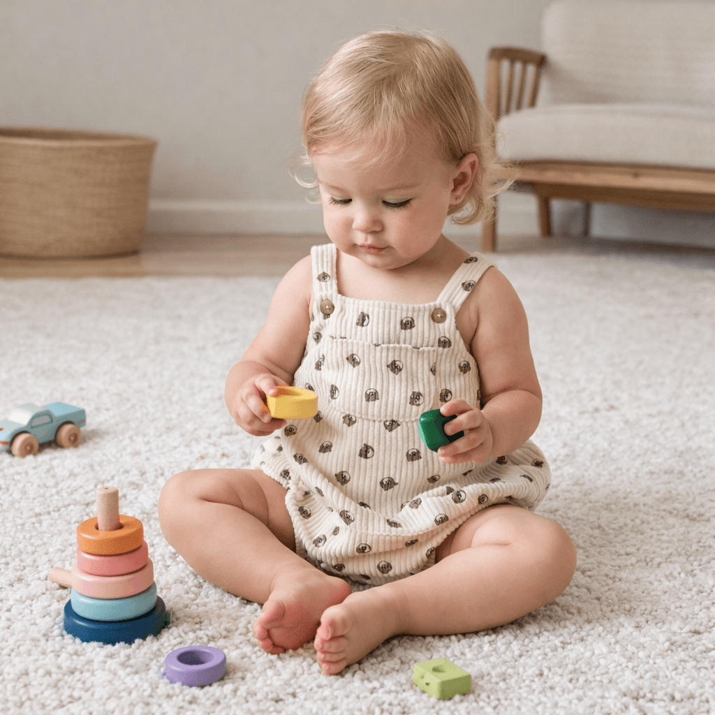 Baby Bear Print Corduroy Bubble Romper (3-24 Months)