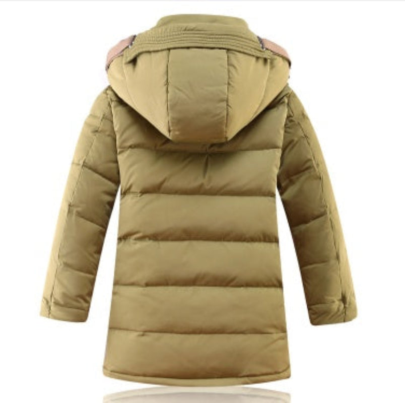 Boys Winter Down Jacket – Thick, Warm & Removable Hood
