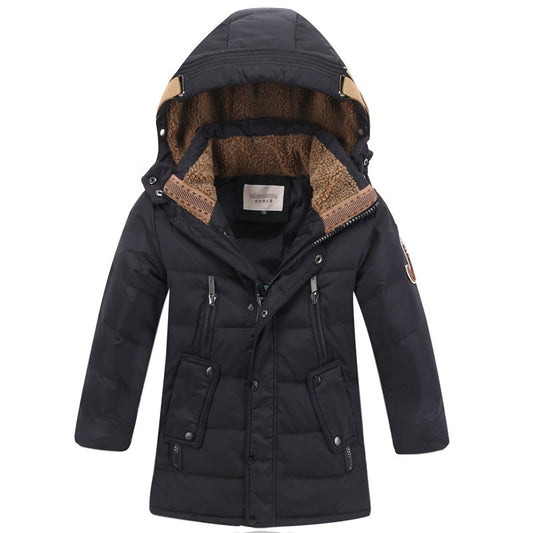 Boys Winter Down Jacket – Thick, Warm & Removable Hood