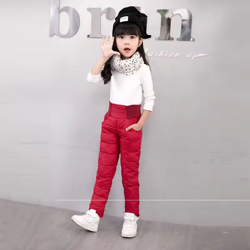 Kids High-Waist Winter Puffer Pants – Warm Waterproof Snow & Ski Trousers (Unisex)
