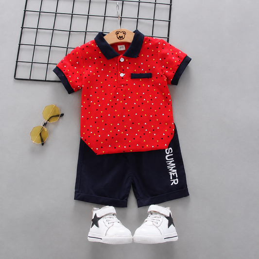 Mini Triangle Polo & Cuffed Shorts Set