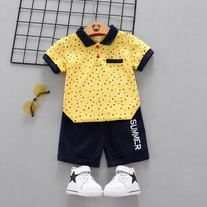 Mini Triangle Polo & Cuffed Shorts Set