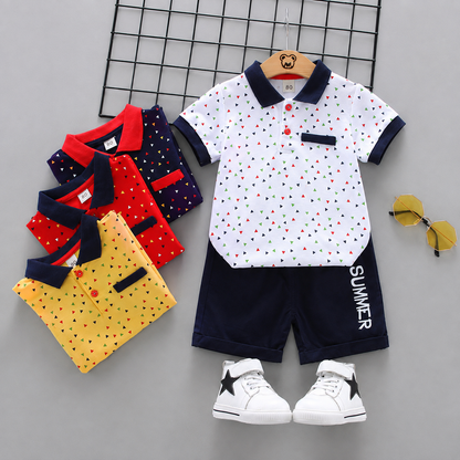 Mini Triangle Polo & Cuffed Shorts Set