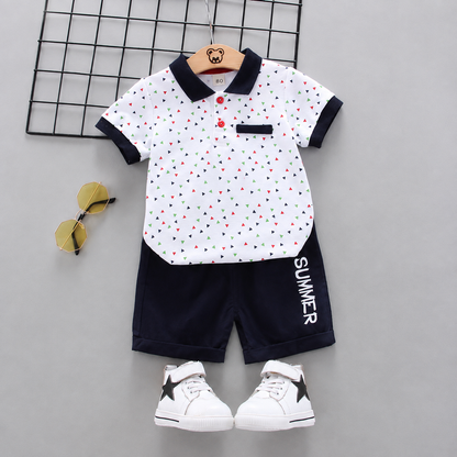 Mini Triangle Polo & Cuffed Shorts Set