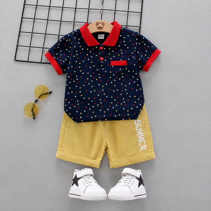 Mini Triangle Polo & Cuffed Shorts Set