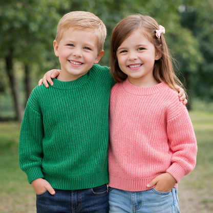 Classic Knit Baby Sweater – Soft Cotton Crewneck Pullover (0–5 Years)