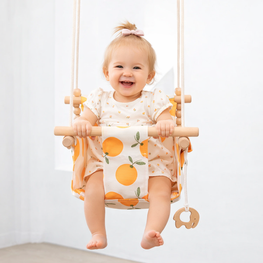 Cotton Canvas Baby Swing Chair with Cushion – Indoor & Outdoor Hanging Seat for Toddlers & Kids
