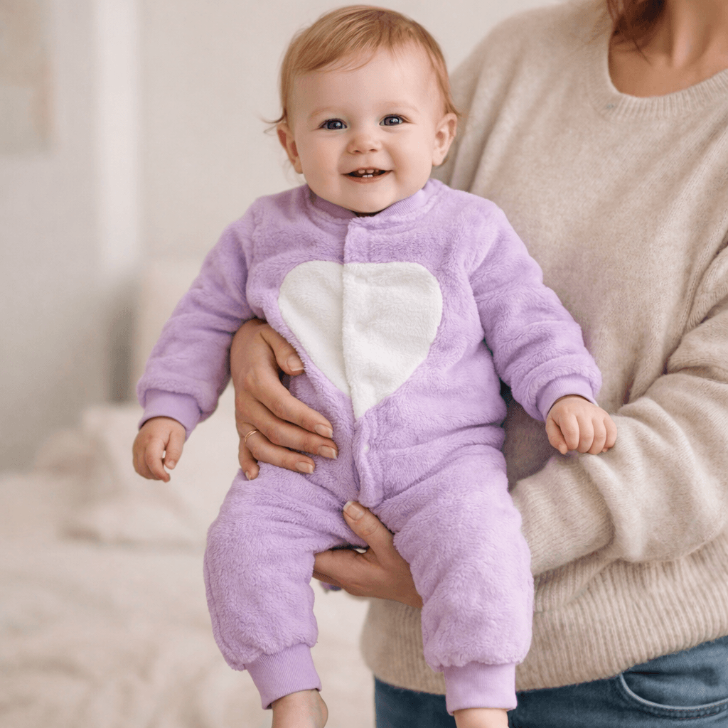 Cozy Fleece Baby Romper – Warm Cartoon Print Footless Jumpsuit for Newborns & Infants (0–24 Months)