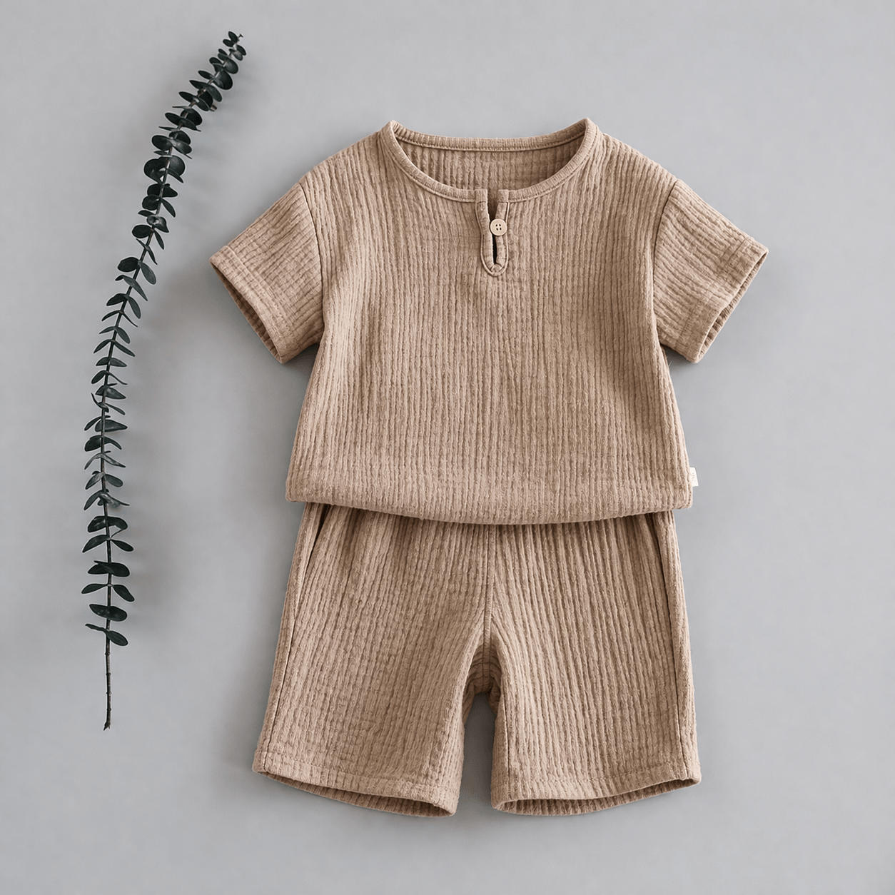 Crinkle Cotton Short-Sleeve Top & Shorts Set – Toddler & Kids 2-Piece Summer Outfit