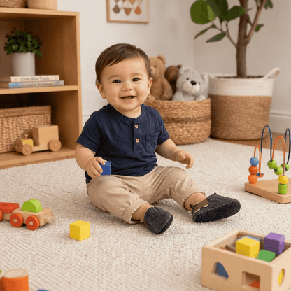 Denim-Look Slip-On Baby Loafers | Soft-Sole Casual Crib Shoes for Boys