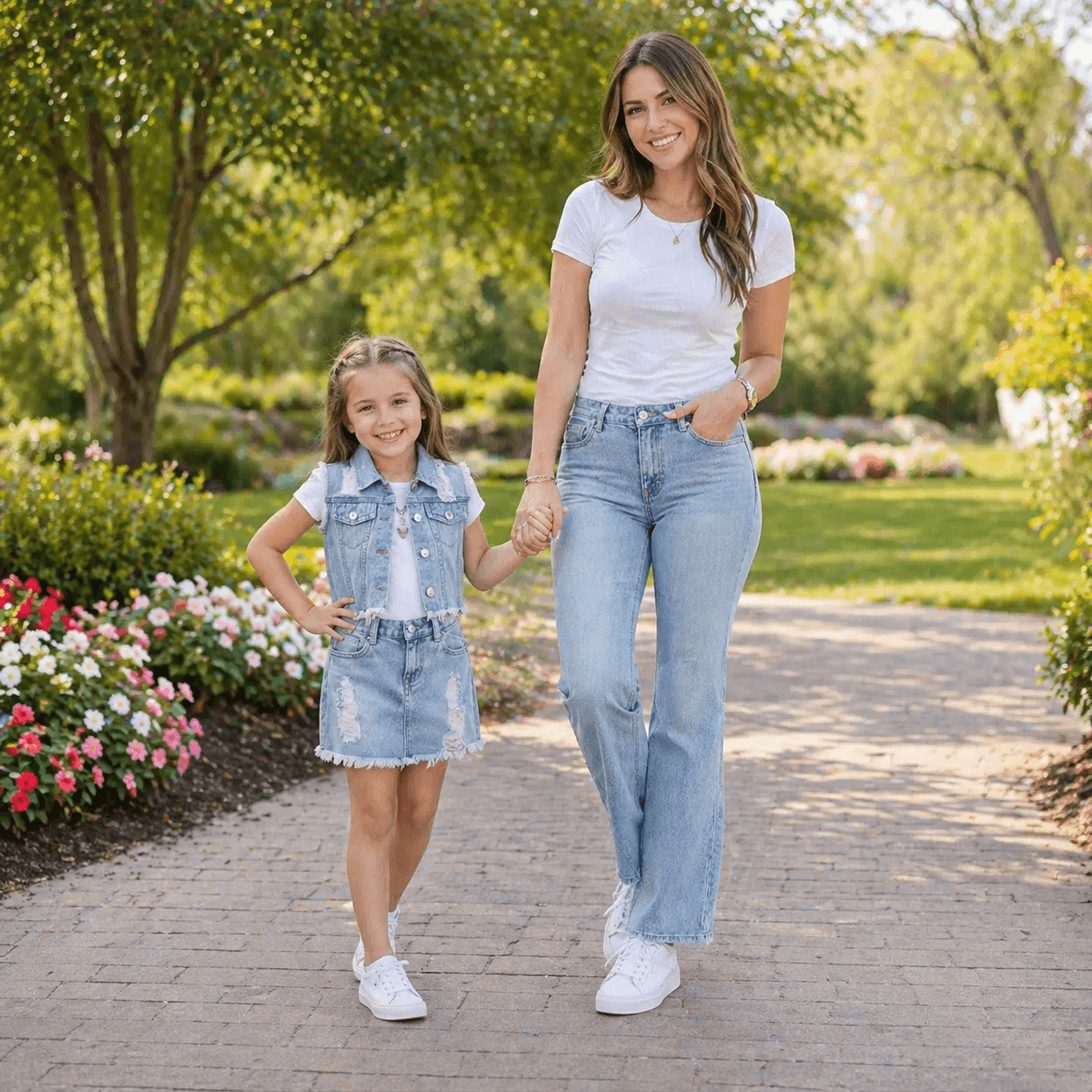 Distressed Denim Vest & Skirt Set for Girls | Trendy Two-Piece Outfit for Kids