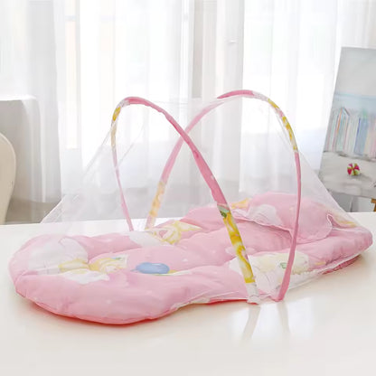 Foldable Baby Mosquito Net Bed – Portable Infant Sleep Tent with Soft Cushion