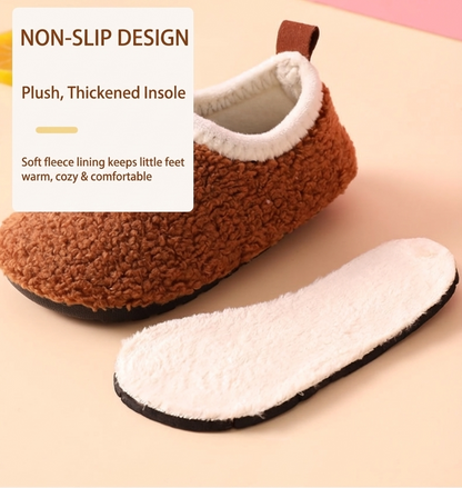 Fleece-Lined Non-Slip Winter Cotton Slippers for Kids