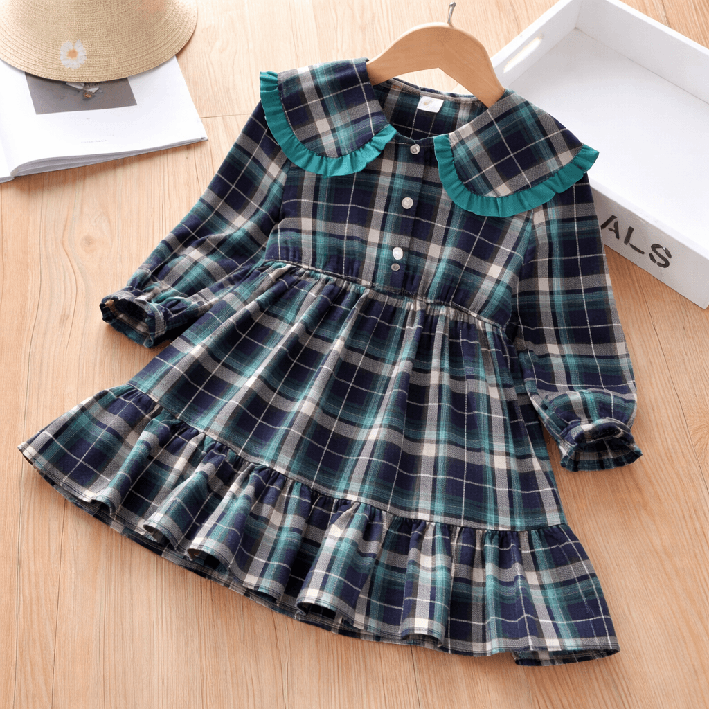 Girls' Long-Sleeve Button-Front Shirt Dress – Cotton A-Line with Belt or Bow Detail