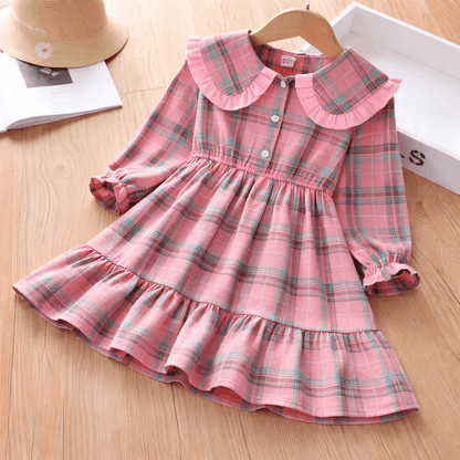 Girls' Long-Sleeve Button-Front Shirt Dress – Cotton A-Line with Belt or Bow Detail