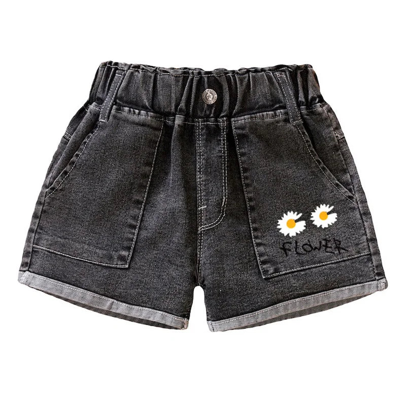 Daisy Patch Pocket Denim Shorts for Girls