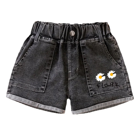 Daisy Patch Pocket Denim Shorts for Girls