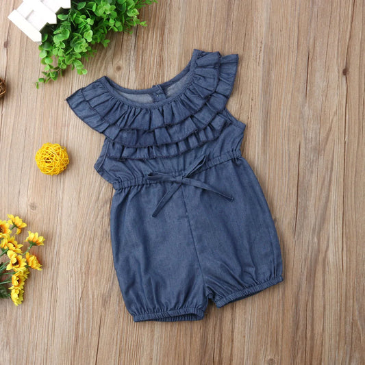 Baby & Toddler Girls Ruffle Denim Romper