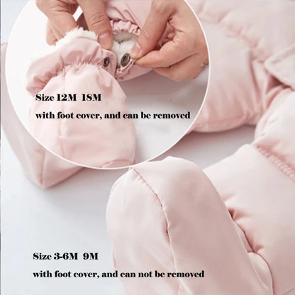 Plush-Lined Winter Baby Snowsuit with Hood & Mittens (0–18 Months)