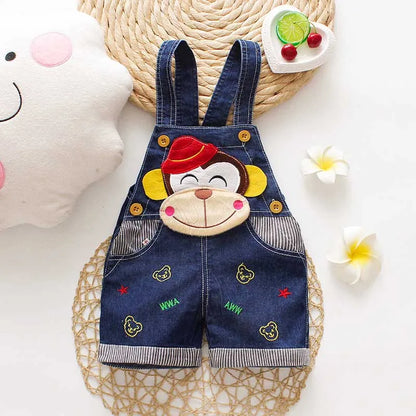 Plush Puppy Patch Denim Shortalls for Babies & Toddlers