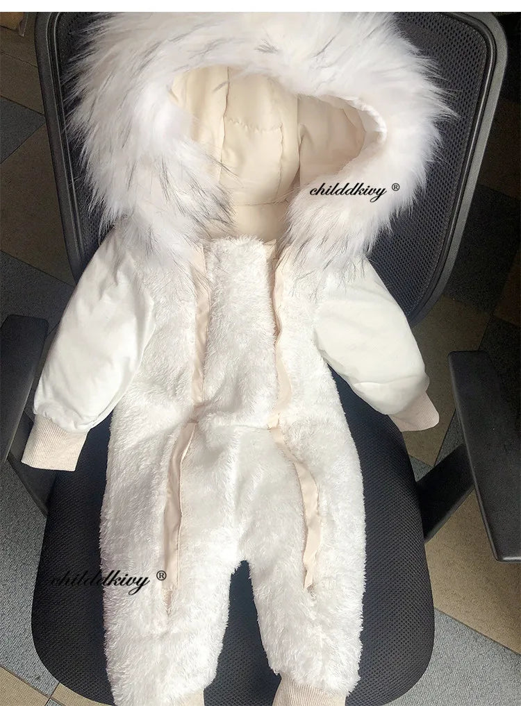 Plush-Lined Winter Baby Snowsuit with Hood & Mittens (0–18 Months)
