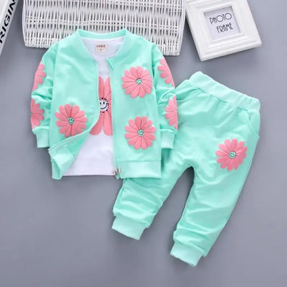 Smiley Daisy 3-Piece Jacket, Tee & Jogger Set for Girls