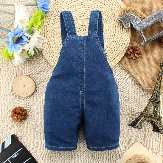Plush Puppy Patch Denim Shortalls for Babies & Toddlers