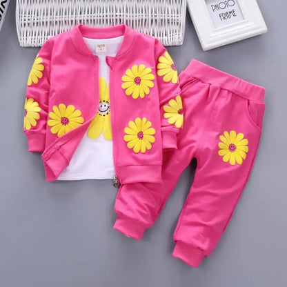 Smiley Daisy 3-Piece Jacket, Tee & Jogger Set for Girls