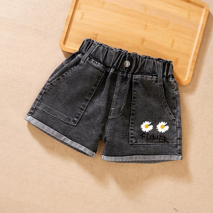 Daisy Patch Pocket Denim Shorts for Girls