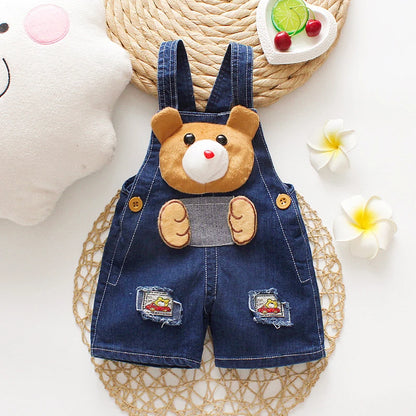 Plush Puppy Patch Denim Shortalls for Babies & Toddlers