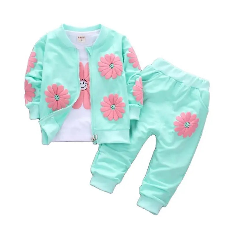 Smiley Daisy 3-Piece Jacket, Tee & Jogger Set for Girls